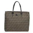 【11/25 10時から ポイント全品2倍最大20倍】フェンディ FENDI トートバッグ ズッキーノ キャンバス レザー ブラウン ガンメタル金具 レディース 【保存袋】 定番 人気 美品 【中古】
