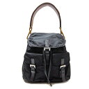 【11/25 10時から ポイント全品2倍最大20倍】プラダ PRADA ショルダーバッグ ワンショルダーバッグ バッグ テスート ナイロン レザー ブラック 鞄 黒 茶 本革 ゴールド金具 レディース 【中古】