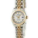 【11/25 10時から ポイント全品2倍最大20倍】ロレックス ROLEX デイトジャスト 179173 K18YGxSS V番 OH済 白 レディース 腕時計自動巻き ホワイト 【中古】 【店頭受取対応商品】