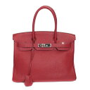エルメス HERMES バーキン30 ハンドバッグ トゴ ルージュガランス シルバー金具 □J刻印 レディース 【中古】