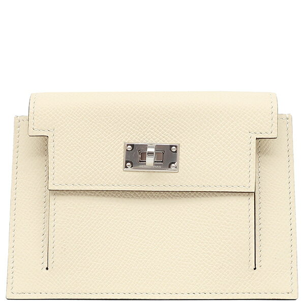 ＼最大4万円割引クーポン 数量限定／ エルメス HERMES コインケース ケリーポケット コンパクト ヴォーエプソン ナタ シルバー金具 アイボリー B刻印(2023年製) 【箱】【中古】