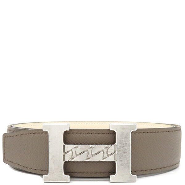 エルメス HERMES ベルト Hバックル #90 ヴォーエプソン エタン×クレ #90 シルバー金具 オフホワイト リバーシブル W刻印(2025年製) 【箱】【中古】