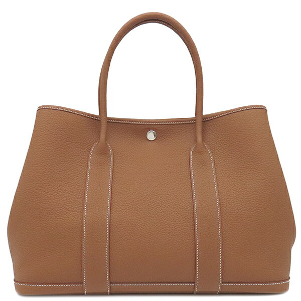 エルメス HERMES トートバッグ ガーデンパーティーPM ネゴンダ ゴールド シルバー金具 茶 W刻印(2024年製) 【箱】【中古】