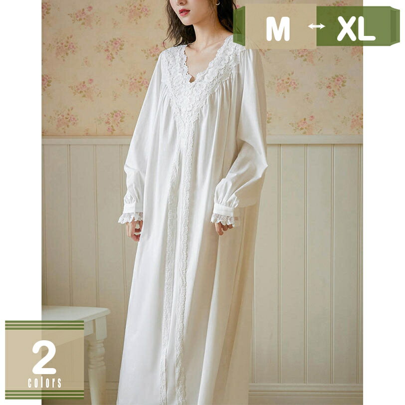 レース刺繍 Vネック 可愛い ネグリジェ セクシー ワンピース パジャマ 綿 スリップ レース フリル ルームウェア ナイトドレス 女性用 レディース 寝間着 柔らかい 肌に優しい パジャマ ルームワンピ お誕生日 記念日 プレゼント mysco