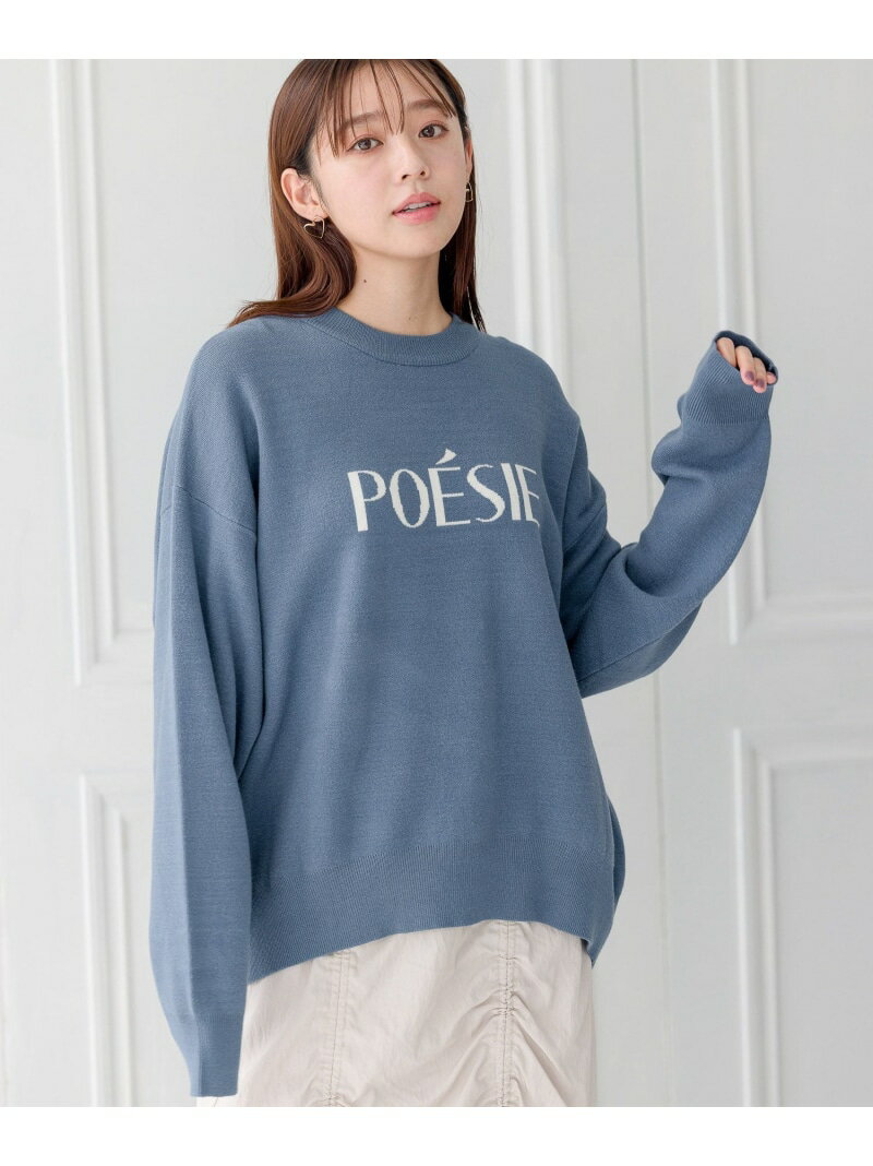 【SALE／60%OFF】ジャカードロゴニット <strong>mysty</strong> <strong>woman</strong> ミスティウーマン トップス ニット ブルー ピンク ブラウン【RBA_E】[Rakuten Fashion]