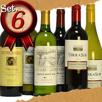 3大銘酒産国テーブルワイン 6本 フランス、イタリア、チリ デイリーワイン にオススメ ワイン6本セット ワインセット 送料無料 wine