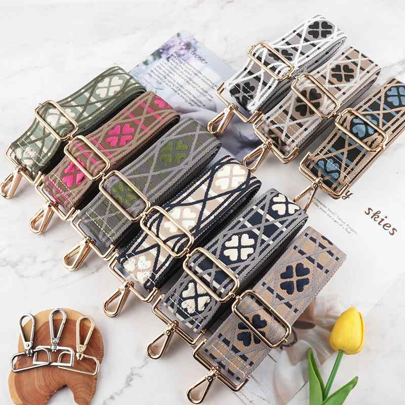 ショルダーストラップ 肩の負担軽減 幅広 厚手 調節可能 5cm幅 カラフル 幾何学模様 ポリエステル バッグ 交換用 ストラップ(x2)