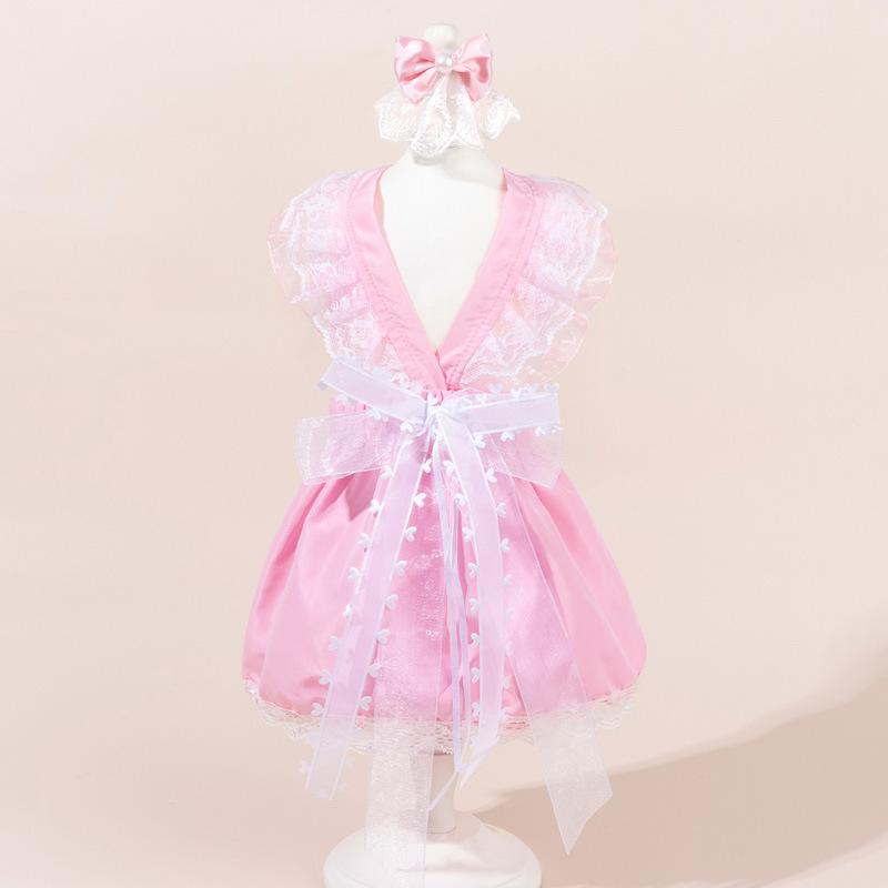 犬服 猫服 ピンク プリンセス ドレス フォーマル ウェディングドレス かわいい おしゃれ 記念日 写真撮影 お呼ばれ パーティー 誕生日 イベント 衣装 フリル レース