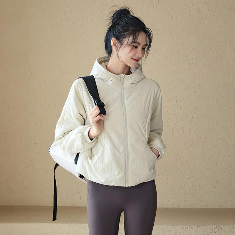 防風 保温 ポリエステル 中綿ジャケット レディース フード付き スポーツ 秋冬 アウトドア ランニング ヨガ ジム フィットネス トレーニングウェア