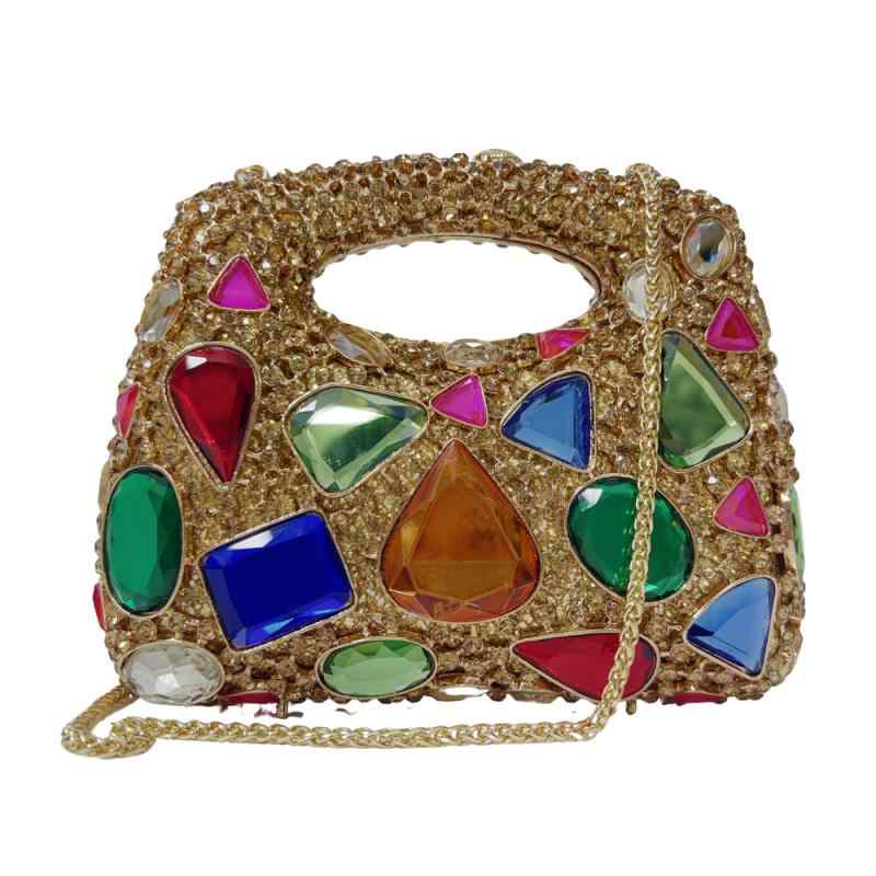 パーティーバッグ レディース キラキラ ラインストーン装飾 2way 手提げ 肩掛け 結婚式 二次会 お呼ばれ フォーマル クラッチ 欧米風 ボックス型 マグネット開閉