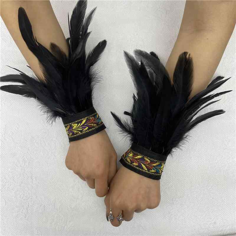 バングル 男女兼用 民族風 ゴシック カフ 羽根飾り コスプレ ファッションアクセサリー ブレスレット 腕輪 豊富なカラー