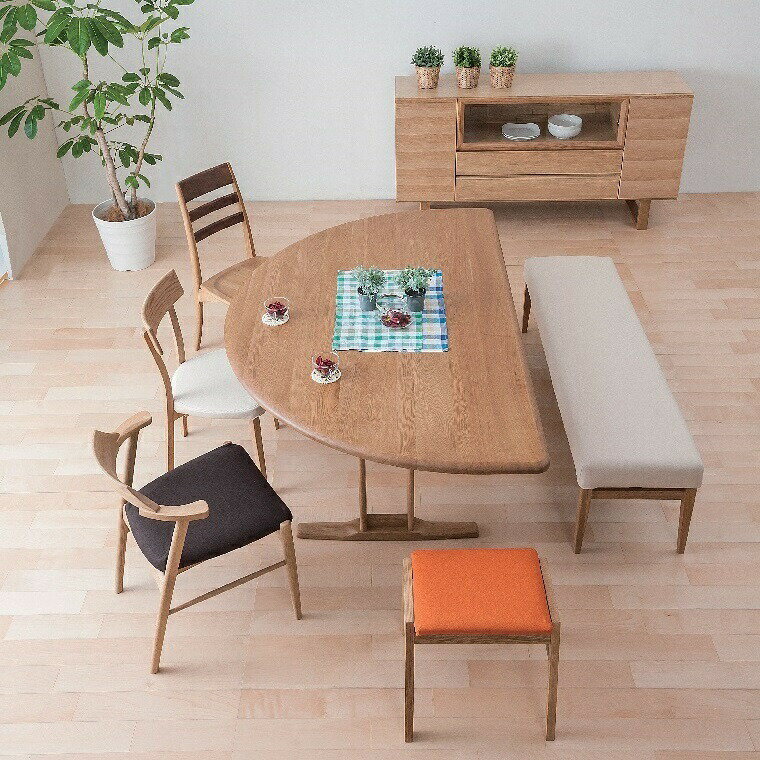 【楽天市場】ダイニング半円テーブル・YUME2・幅180cm2本脚無垢板テーブル・天然木【送料無料】：Nfurniture