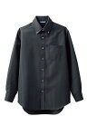 メンズボタンダウンシャツ　(長袖)　黒　《blanchi》アルベ【ブラック】【左胸ポケット付】