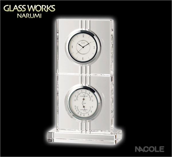 【割引き商品】【GLASS WORKS NARUMI】「置時計＆温湿度計」【エコロ】サーモクロック（D）(内祝い/仏事/弔事/香典返し)☆☆【ナルミ(高級食器ブランド)】【送料無料】【%OFFセール】