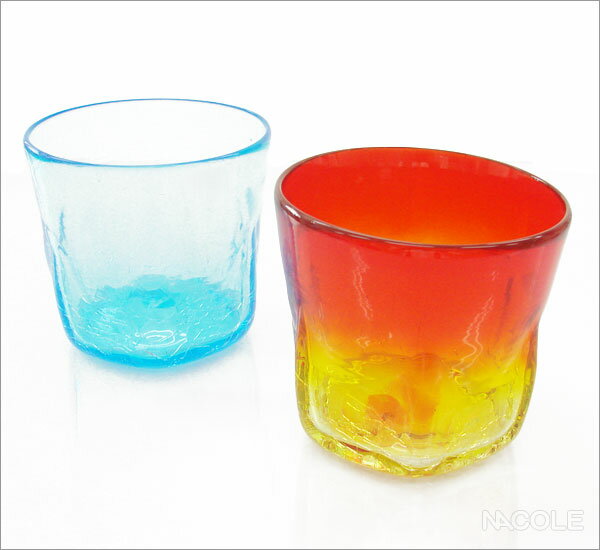 【沖縄 琉球ガラス】六角グラス2P ギフトセット（レッド・スカイ)☆☆【沖縄琉球グラス】