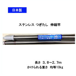 セキスイ　ステンレスつぎたし 伸縮竿 <strong>4m</strong>（3.8m） STN-4 （ハンガー、洗濯用品、<strong>物干し竿</strong>、ポール）　パッケージが変わり中国製です。