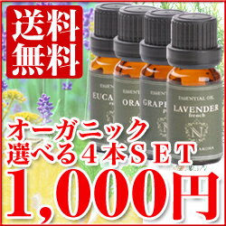 オーガニック・アロマオイル お試し4本セット 各3ml【送料無料】【メール便】精油 | エッセンシャルオイル【1000円ポッキリ】【2sp_120810_ blue】