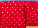 綿プリント生地クリスマス/星赤×金...