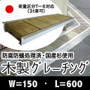木製グレーチング長さ約600mm・幅約150mm【モスグリーン色:保存処理木材仕様】【側溝蓋/溝蓋/蓋/グレーチング/カバー/U字側溝/溝カバー/国産/杉/天然木/ACQ/間伐材/木製】
