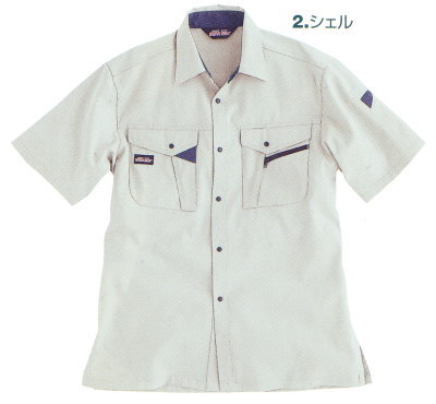 6025 春夏用半袖シャツ クロカメ被服（BURTLE・旧WORKBOX） 作業着・作業服【50％OFF＋社名刺繍無料】 S〜5L ポリエステル60％・綿40％