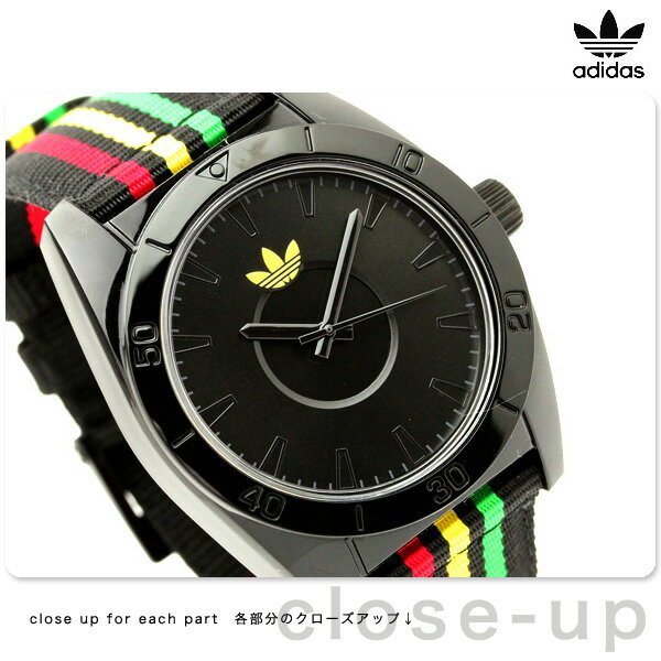 アディダス adidas 腕時計 メンズ SANTIAGO サンディエゴ ブラック×ラスタカラー ADH2663