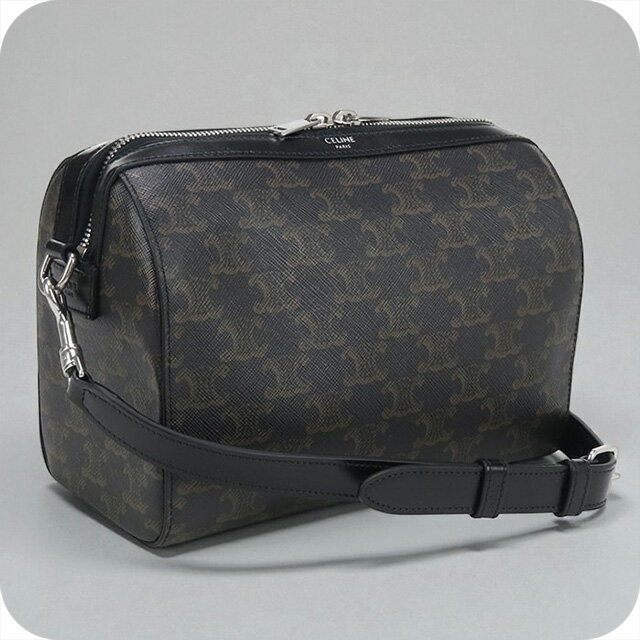 【中古】 セリーヌ ミニボストン メンズ ブランド CELINE トリオンフキャンバス 120502FQM.38SI ブラック バッグ 旅行カバン 手提げ ブランド 高級 おしゃれ プレゼント 男性 実用的 かっこいい