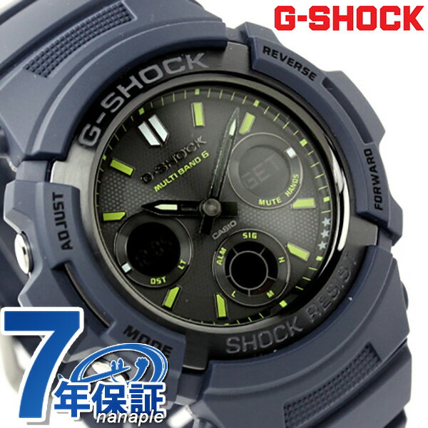 Gショック ネイビーブルー 電波 ソーラー 腕時計 メンズ ブラック×ネイビー CASIO G-SHOCK AWG-M100NV-2AERCASIO G-SHOCK Navy Blue アナデジ AWG-M100 AWG-M100NV-2A