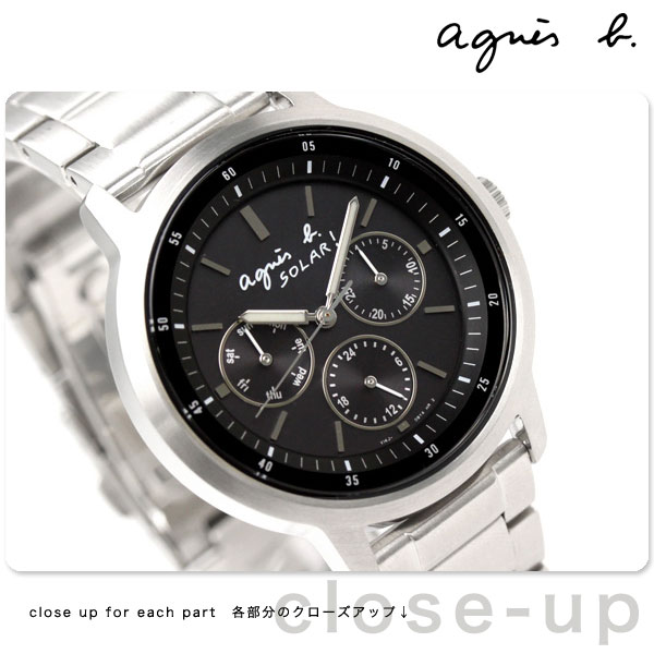 アニエスベー agnes b. メンズ 腕時計 ソーラー 多針モデル ブラック FBRD994