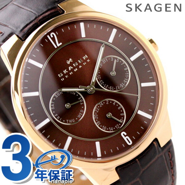 スカーゲン SKAGEN 腕時計 スチール マルチファンクション メンズ ブラウンレザー ピンクゴールド×ブラウン 331XLRLD