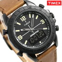 タイメックス 腕時計 メンズ パイオニアコンボ 44mm アナデジ TW4B17400 TIMEX ブラック×ブラウン 革ベルト 時計【あす楽対応】