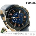フォッシル グラント クロノグラフ クオーツ メンズ FS5061 FOSSIL 腕時計 ブラック×ネイビー