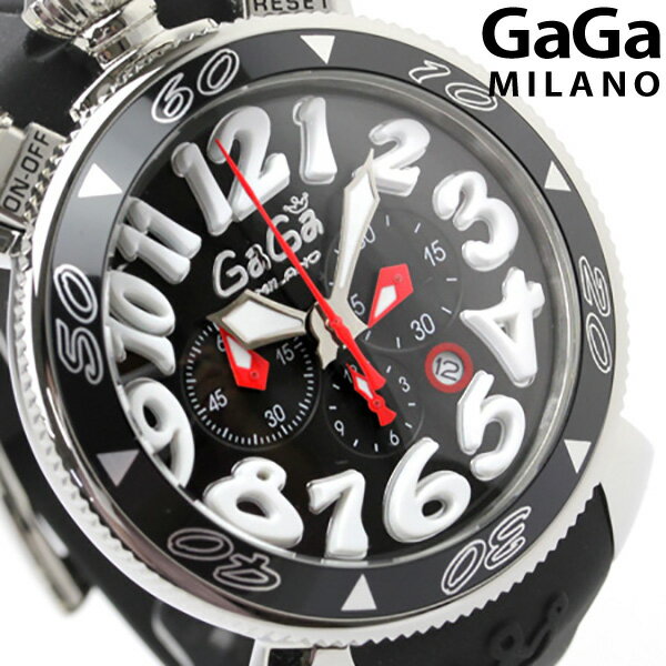 ガガミラノ 腕時計 クロノ 48MM クロノグラフ ブラック ラバーベルト GaGa MILANO 6050.6GaGa MILANO CHRONO 腕時計 6050.6