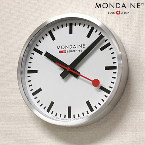 【店内ポイント最大43倍 26日1時59分まで】 モンディーン 掛時計 ウォールクロック 250mm ホワイト MONDAINE A990.CLOCK.16SBB 時計