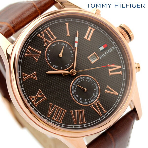 トミー ヒルフィガー TOMMY HILFIGER メンズ 腕時計 グレー×ピンクゴールド ブラウンレザー 1710292