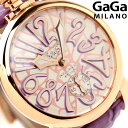 ガガミラノ GaGa MILANO MANUALE PLACCATO ORO 18K PVD ゴールド パープルモザイク×レザーベルト 5011 MOSAICO 1ガガミラノ GaGa MILANO 48mm 手巻 5011 MOSAICO 1