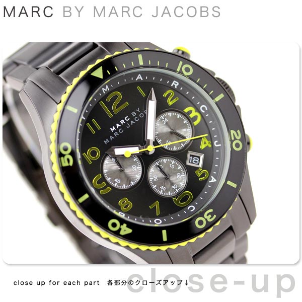 マーク バイ マーク ジェイコブス MARC by MARC JACOBS メンズ 時計 Marine Collection Rock46 Chrono ブラック×イエロー MBM5026