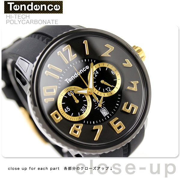 TENDENCE テンデンス 腕時計 ラウンドガリバー クロノグラフ ブラック×イエローゴールド 02046011AA【多針アナログ表示】