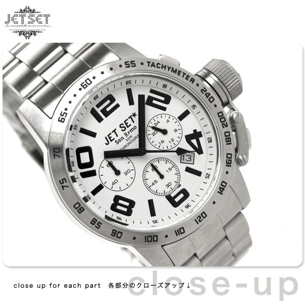 【送料無料】JETSET ジェットセット腕時計 メタルベルト J37573JET SET ジェットセット メンズ 腕時計 SAN REMO クロノグラフ ホワイト J37573-112