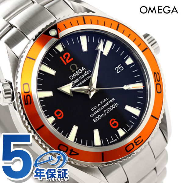 オメガ OMEGA シーマスター プラネット・オーシャン メンズ 腕時計 デイト 自動巻き ブラック オレンジベゼル 2209.50 新品