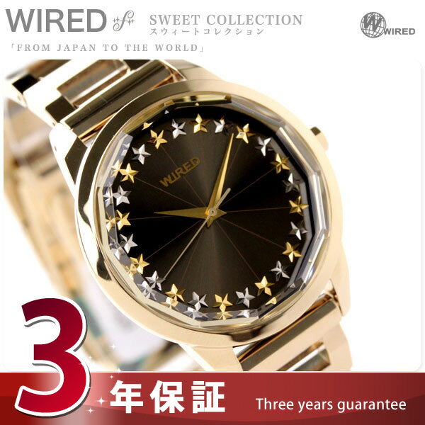 セイコー SEIKO ワイアード エフ WIRED f スウィート コレクション 丸型 ブラック×ゴールド AGET018