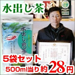 【送料無料】 日本一のお茶農家が作った【水出し茶】 ディーバッグタイプでペットボトルでも簡単、水出し煎茶を楽しめます♪ 鹿児島県知覧町産【国産】【知覧茶】5袋セット　　