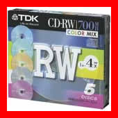 TDK CD-RW700MBカラーミックス5枚 CD-RW80X5CCS
