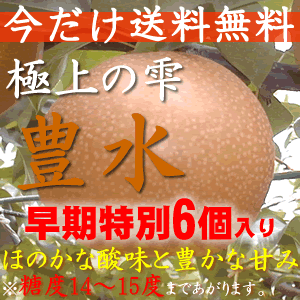 甘熟・極上の雫【豊水（ほうすい）】　6個梨の玉サイズ：3L以上