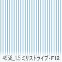 ストライプ生地 1.5ミリ 4958-f12 スカイブルー 白抜きと生成色 おしゃれ かわいい 生地 モダン 北欧風 オックス 布 綿100% シーチング 11号帆布 ev ダブルガーゼ ga カルトナージュ dot 布 オリジナル 綿100% 日本製 10cm単位 入園入学 商用利用可