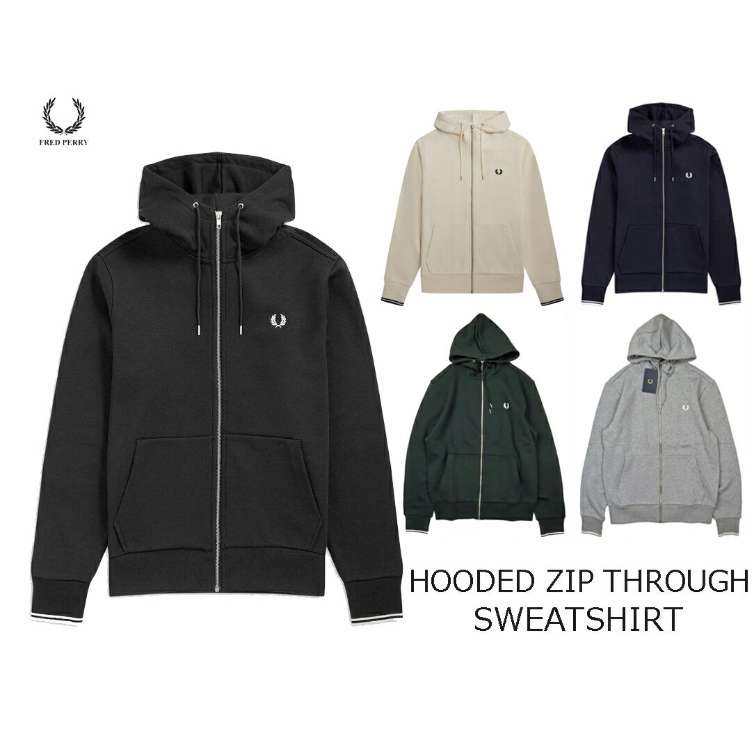 FRED PERRY フレッドペリー HOODED ZIP THROUGH SWEATSHIRT ジップスルースウェットシャツ フルジップ パーカー J7536 ￥19,800