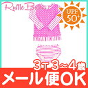 【ポイントもれなく18倍】Ruffle Butts ラッフルバッツ ロングラッシュガード Neon Pink Striped Polka Long Sleeve 3歳~4歳 女の子用 UPF50+/水着/ロングスリーブ/ベビー水着/キッズ水着【あす楽対応】【ナチュラルリビング】