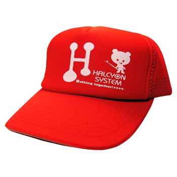 ハルシオンシステム アメリカンキャップ フリー オールレッド×ホワイトロゴハルシオンシステム 帽子・防寒アイテム