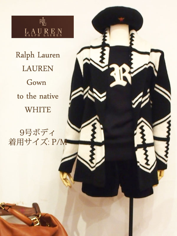 【POLO by Ralph Lauren】ラルフローレン ネイティブ柄ニットガウン/OFFWHITE・BLACK