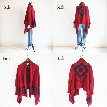 【DENIM&SUPPLYbyRalphLauren】ラルフローレンデニム&サプライネイティブデザインストールカーディガン/RED・BLACK【あす楽対応】
