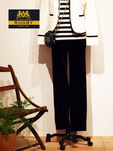 【RUGBY by Ralph Lauren】ラルフローレン　ラグビー ベルベット　トラウザー/BLACK